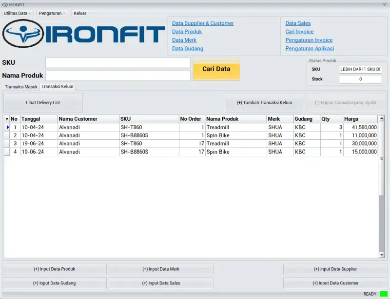 Ironfit Client, screen 2