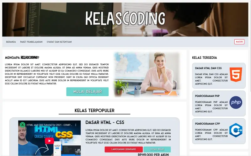 KelasCoding, screen 1