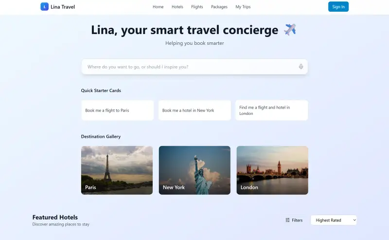 Lina Travel, screen 2